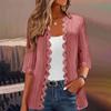Women's Fashion Casual Seven Split Sleeve Solid Color Lace Cardigan Jacket