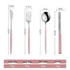Ruhan Pink Silver Stainless Steel 8-Piece Cutlery Set