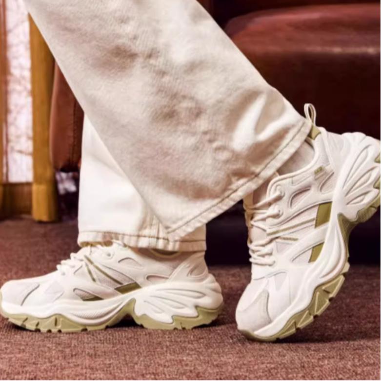 Anta Lifestyle Series Fabric Synthetic Leather Trendy Versatile Non-Slip Wear-Resistant Low-Top Casual Shoes Women Sneaker White Green 122448808-1