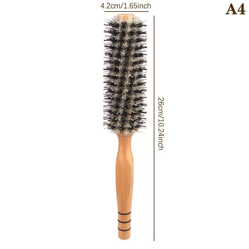 

4 вида стилей, круглая вращающаяся щетка с деревянной ручкой, прямая расческа из саржи для волос, щетина кабана, круглая щетка для завивки волос, парикмахерский инструмент