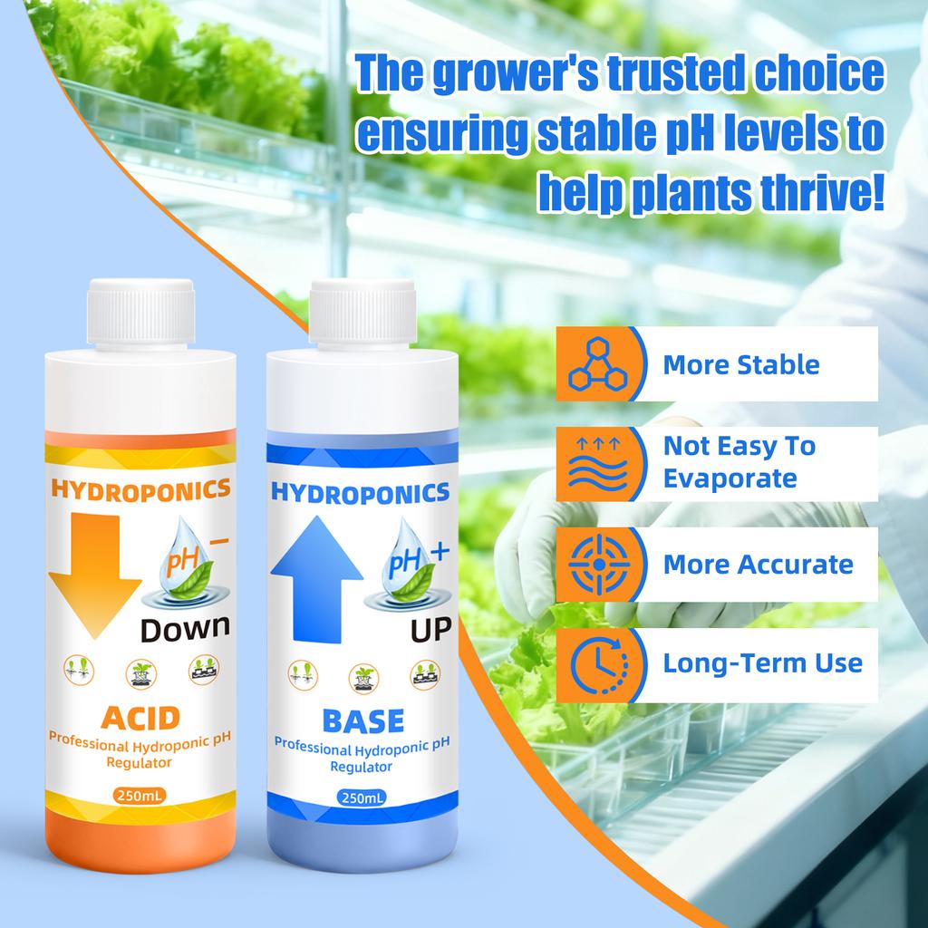 YAGO 250ml/100ML General Hydroponic pH Control kit with pH Meter Gift pH Up and Down Solution pH Regulator for Healthy Plants
