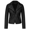 Women Fashion Short Coat Faux Leather Jacket Zipper Overcoat Pocket Outwears