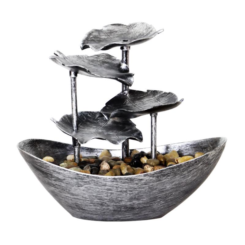 LED Lotus Leaf Water Fountain Ornament with Night Light for Home Décor