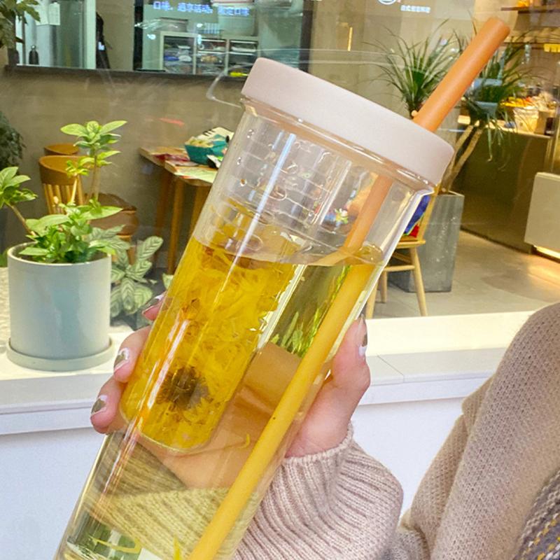 Plastic Water Bottle Portable With Straws Fruit Infuser Tea Juice Cup Fitness Sport Outdoor Travel Bottles Kettle Transparent