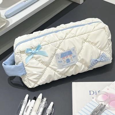 New Fashion Kids Girl Pencil Case Sweet House Bow Stationery Storage Bag Large Capacity Portable Pen Bag Student Supplies
