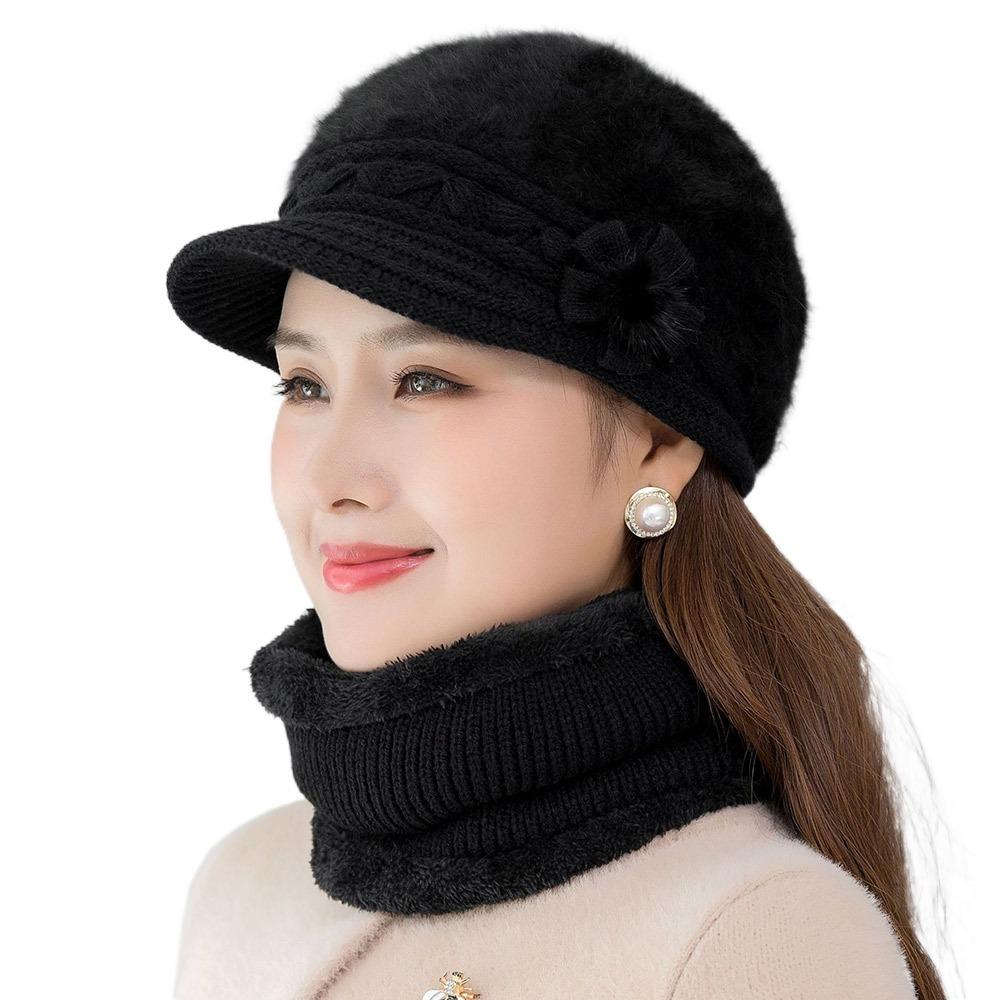 

Faux Fur Hat & Scarf Warm Set Thick Warm Women Winter Hat New Keep Warm Cap For Women чорний