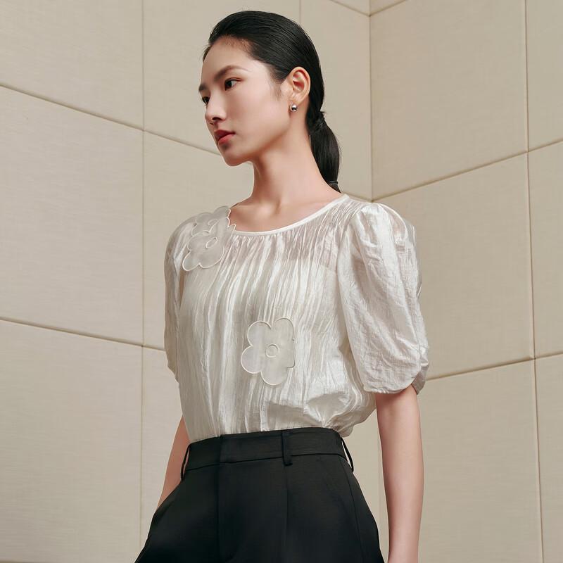 Sancai Women's Bubble Sleeve Blouse