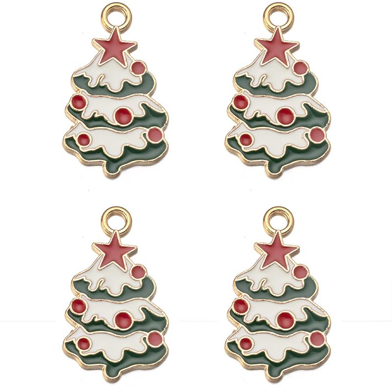 10pcs/lot Alloy Drip Oil Pendant Santa Claus Snowman Christmas Tree Charm Pendant For DIY Men Women Earrings Necklace Party Gift