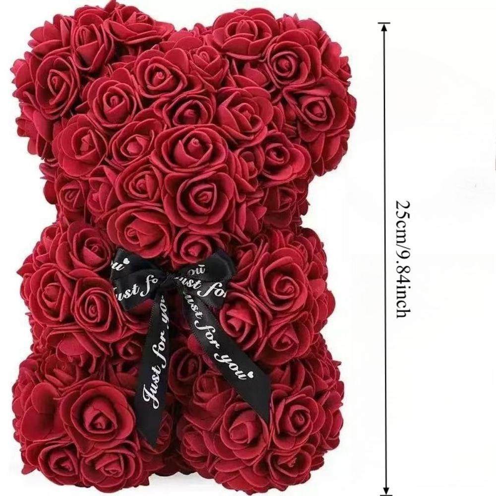 

1 шт. Имитация медведя из цветов Бургундская роза Имитация украшения Рождество День святого Валентина День рождения Юбилей Помолвка Подарок