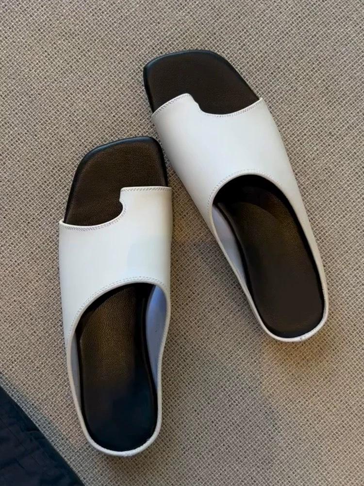 

2025 New Designer Summer Leisure Women Slippers Clip Toe Flats Size Soft Indoor Daily Shoes Female 40 белый