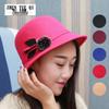 ZHENYUEQI Women's Retro Leaf Pompom Felt Cloche Hat