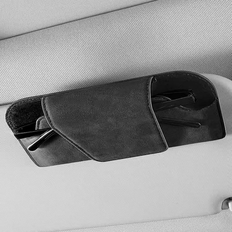 Car Sun Visor Glasses Holder Storage Tools Multi-functional Wear-Resistant Auto Sunglasses Holder Cowhide Car Storage Box Tools