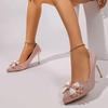 Fashion French Butterfly Wedding Shoes Women's Stiletto Pointed Toe High Heels Champagne