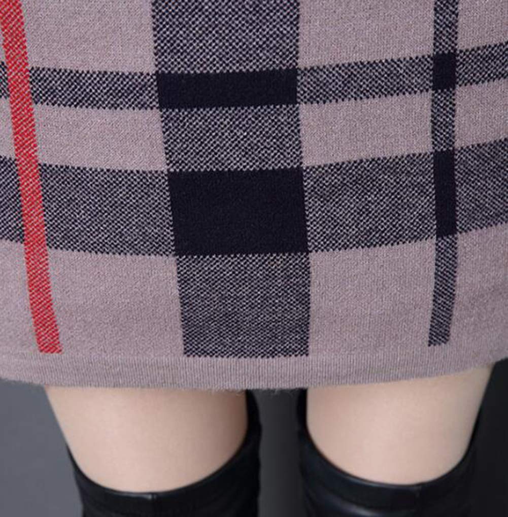 CARLIE KLOSS Sexy Knit High Long Mini Bodycon Size L Women's Korean-Style Dress, Neck, Sleeves, Dress, Dress, Brown,