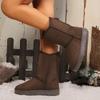 Winter Schneestiefel Damen Rutschfest Lässiger Damenschuh Warme Plüsch Mid-Calf Stiefel Lang Botas Mujer Weibliche Stiefeletten