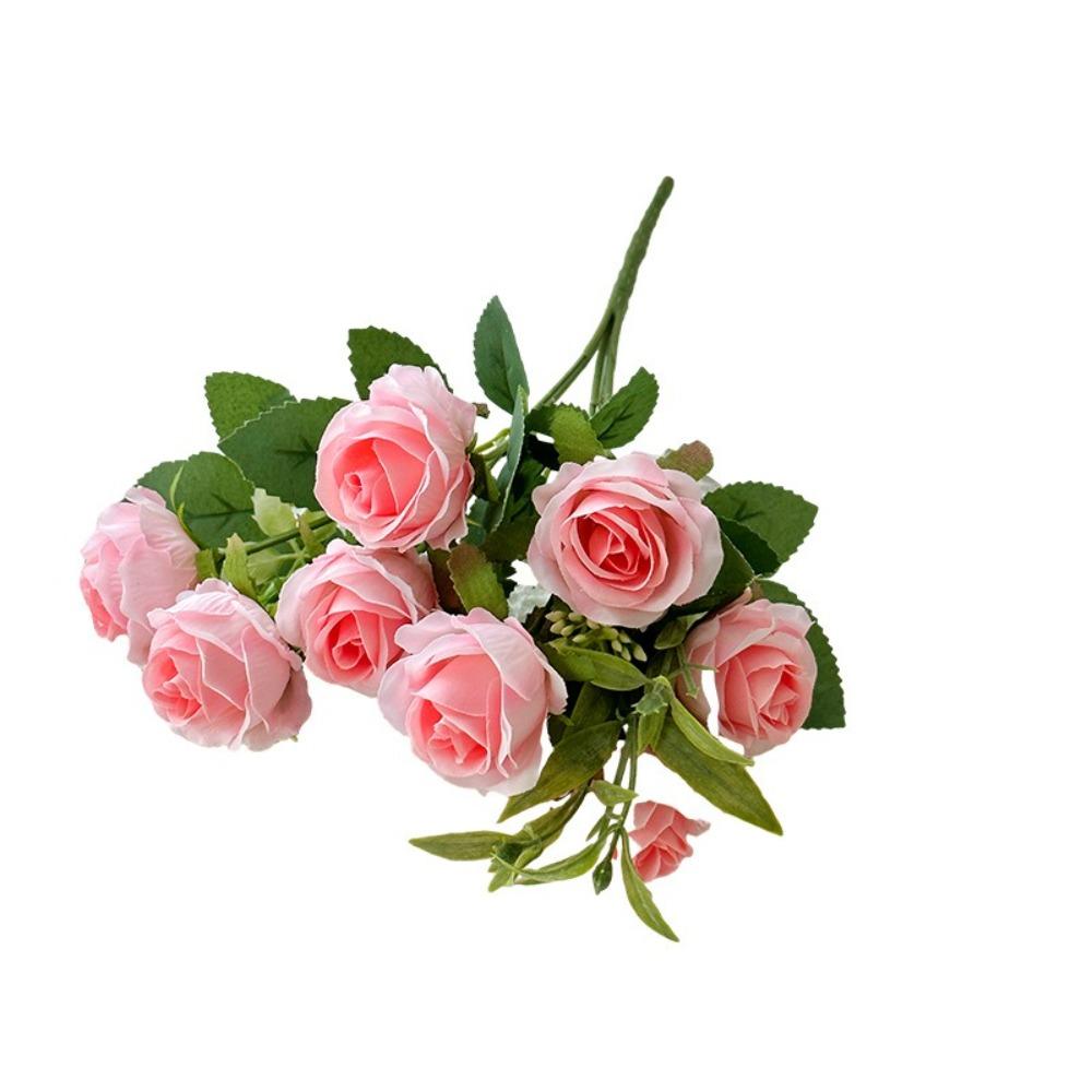 DIY 10 Head Artificial Rose Bouquet Silk Cloth Rose Flower Bundle Artificial Flower Wedding Decoration