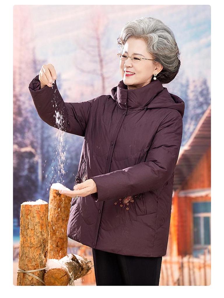 Winter-Daunenjacke für ältere Frauen - Warmer Baumwollmantel für Mama oder Oma