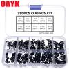 OAYK 250Pcs 10 Sizes Universal NBR Seal Ring Kit Nitrile Rubber O-Ring Oil Seal Gasket Sealing Rings Rubber Machine Combination Set