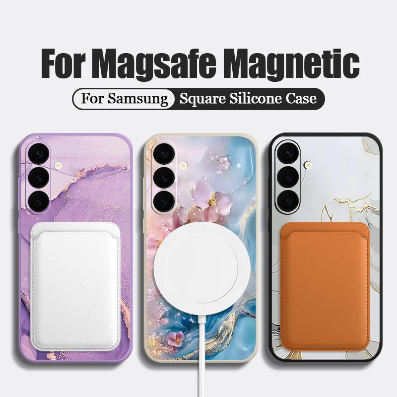 Marble Pattern Magnetic Case For Samsung Galaxy S26 S25 S24 Ultra S23 S24 S25 FE S22 Plus For Magsafe Wireless Charge TPU Cover