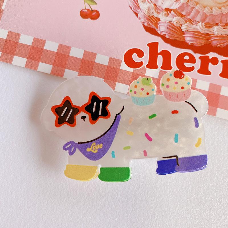 Süße süße Hunde-Haarnadel, Cartoon-Entenschnabel-Clip, Herz, Stern, Acryl, Pony, Haarspange, gebrochene Haarspange, All-Match-Haar-Accessoires
