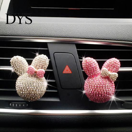 Car Fragrance Air Freshener Holder Bunny Bowknot Shape Shiny Rhinestone Vent Clip Auto Outlet Perfume for