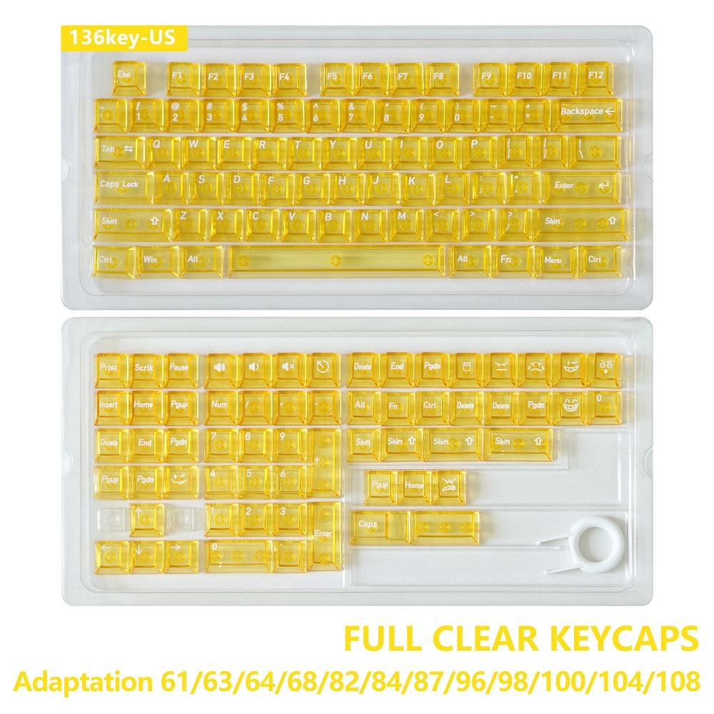 Full Transparent Transparent Keycaps Ice Transparent Color Keycaps Mechanical Keyboard Keycaps Crystal Clear ABS