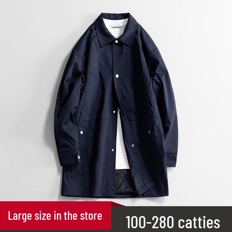 Men's Mid-Length Trench Coat - 2025 Spring/Autumn Casual Loose Jacket, Plus Size Available
