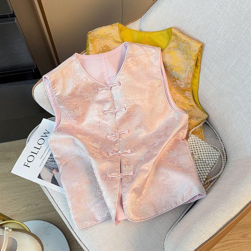 

Антикварный жилет женский 2025 новый жилет высококлассный чувство зарубежный жилет M [Recommended below 50kg] розовый