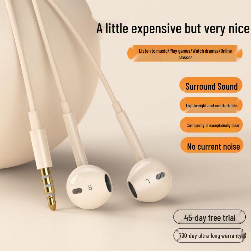 Fourth Gen High-Quality Wired Earphones with Type-C/3.5mm for KTV, Calls, Sleep, and Gaming