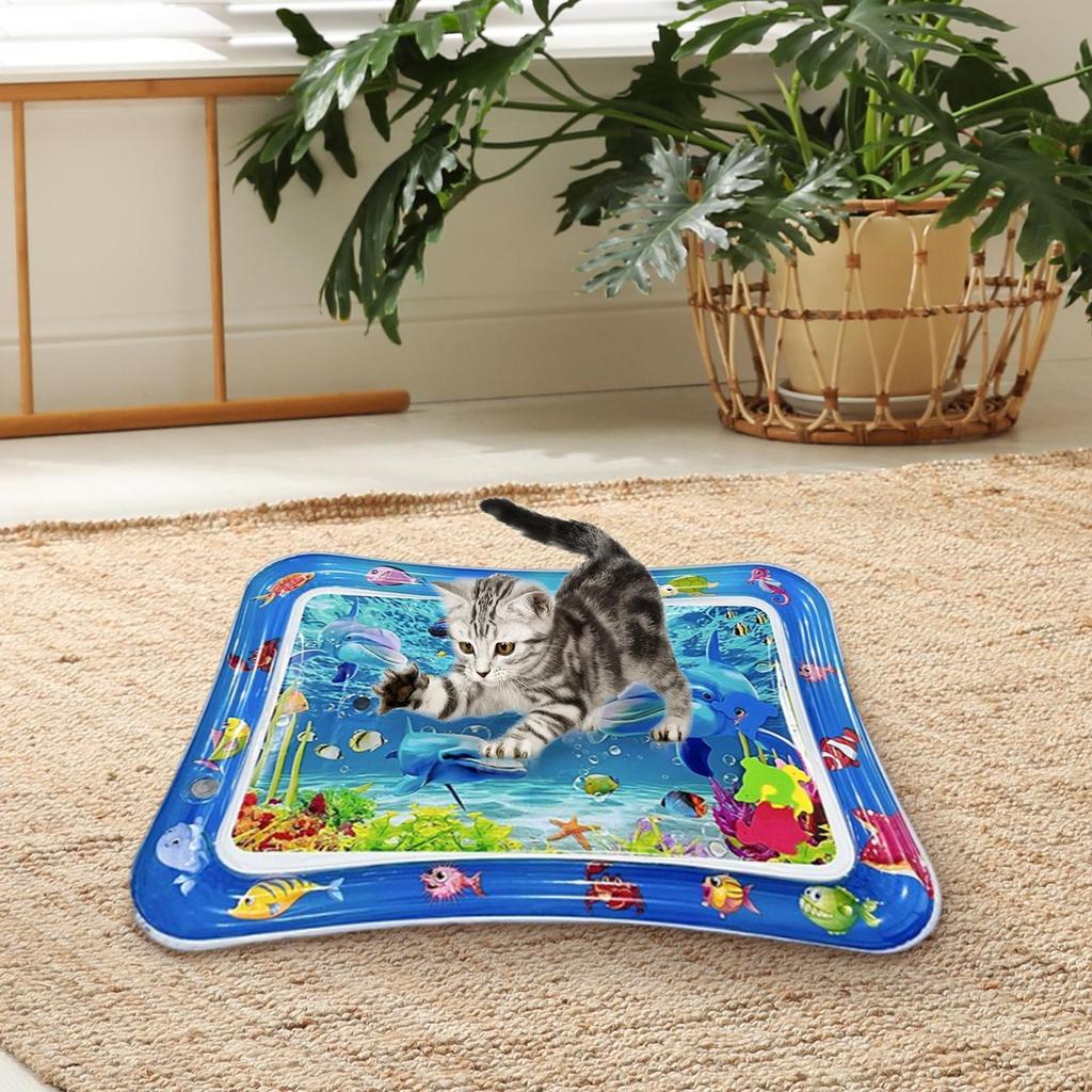 Water Mat for Cats Sensory Water Play Mat for Cats Sensory Anti Scratch Comfort Enrichment Toys for Indoor Pool Summer Animal