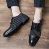 Fashion Fashionable striped design men's leather shoes Trendy and versatile styles Wedding party outdoor casual business men's shoes