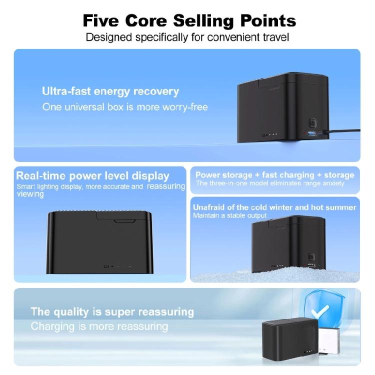 Charging Case for Action 5 /4/3 Adventure Cameras Battery Management System Heat Resistant For Recording