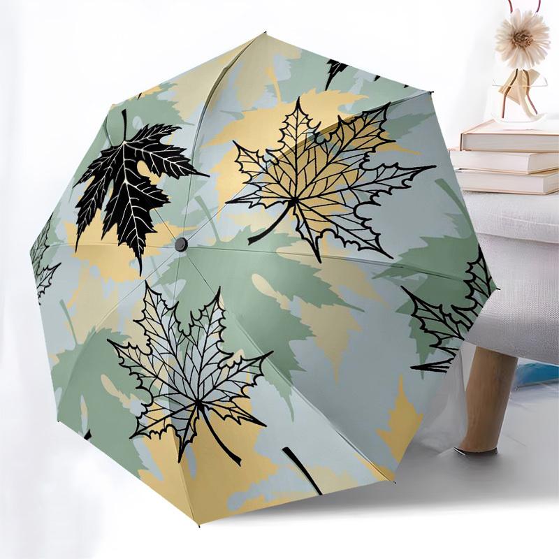 1pc Autumn Leaves Pattern Umbrella with Plastic Handle,Compact & Stylish,Suitable for All Seasons ptys26040