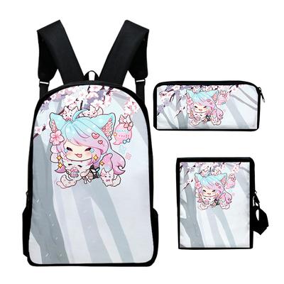 Classic VTuber Silvervale Anime 3D Print 3pcs/Set Pupil School Bags Laptop Daypack Backpack Inclined Shoulder Bag Pencil Case