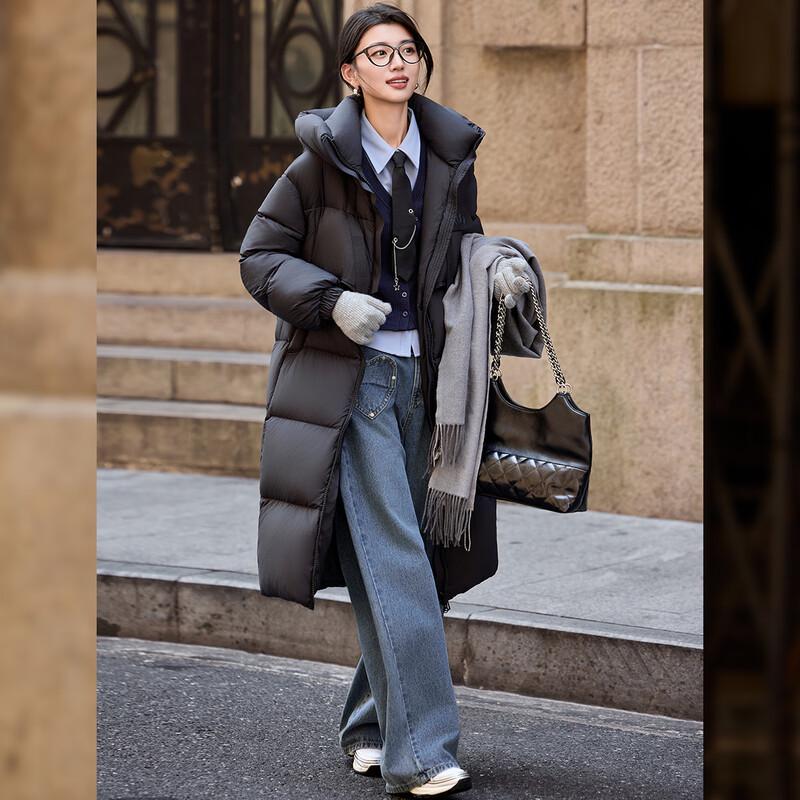 Women's 90% Duck Down Long Hooded Puffer Jacket