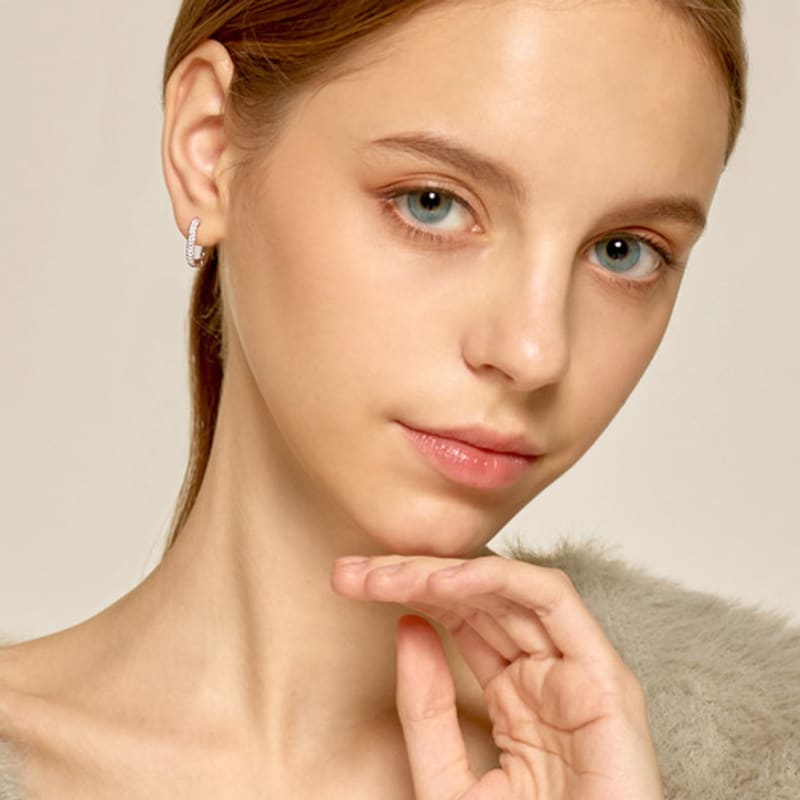 GEIGER Jewelry Cubic Square One-Touch Silver Earrings GISVEE110