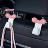 M-1Pc Pink Bow Car Seat Back Hooks, Cute Girly Car Interior Organizer, Seamless Hangers For Bags, Purses & Groceries