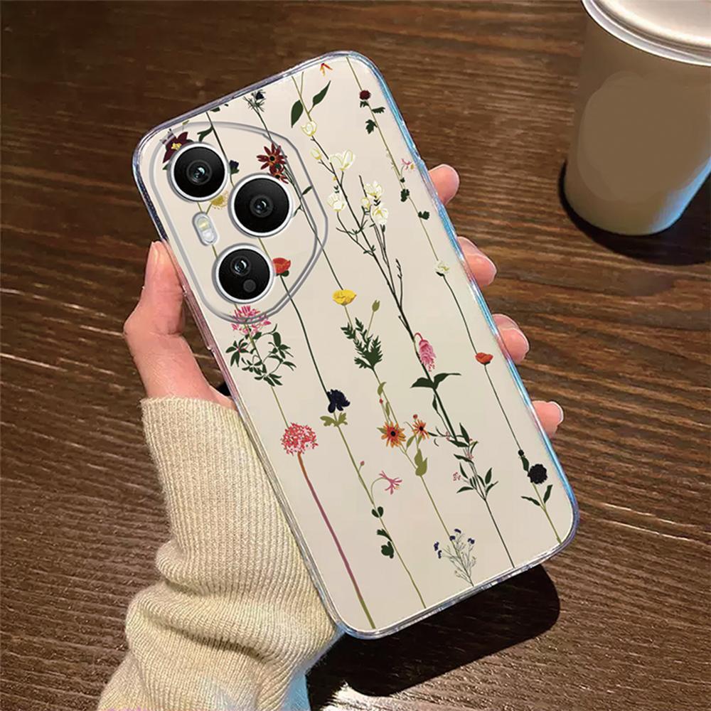 Couple Rose Flower Phone Case For Honor 400 Lite 200 Pro 90 Smart 70 X7 Oil Painting Clear Transparent Soft Cover Honor 400Pro