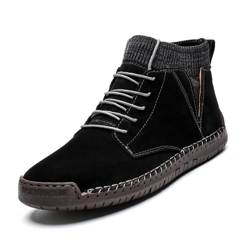 Marke Herren Schneestiefel Herren Schnürstiefel Rutschfest Knöchelhoch Winter Plüsch Warm Herren Motorradstiefel Mann Herbst Wasserdicht Arbeitsschuhe