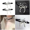 Elegant Bowknot Necklace Unique Perals Bowknot Pendant Necklace Accessories Stylish Ladies Choker Adornment for Women