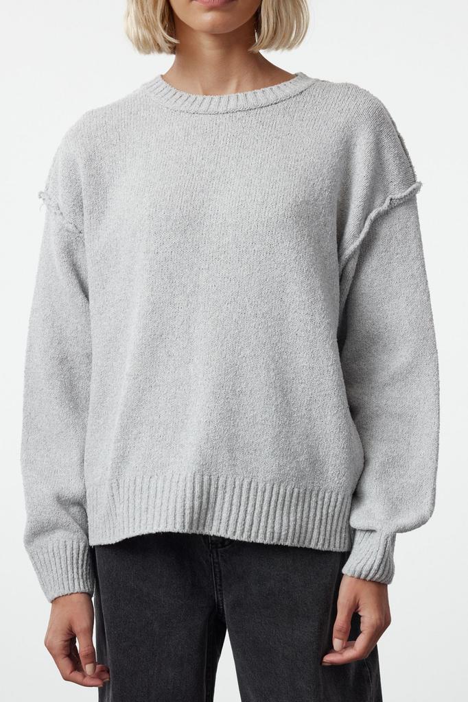 Women's Fashionable Stylish Sweater Navy Blue More Sustainable Wide Fit Basic Knitwear Sweater