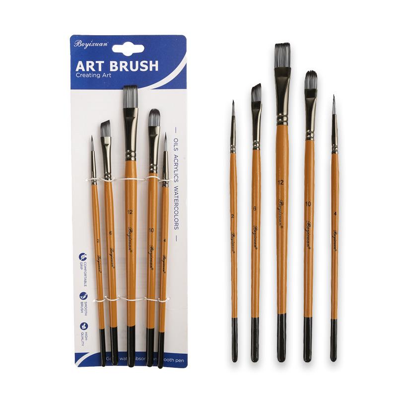 

Набор из шести предметов Boyixuan в двух тонах, цвет «оружейный серый»: Высококачественные нейлоновые кисти для гуаши и акрила Art Brush Set