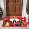 Flannel Thickness 0.47inch - 1pc Cartoon Christmas Door Mat, Santa Claus and Christmas Gifts Print Absorbent Non-Slip Mat, Comfo