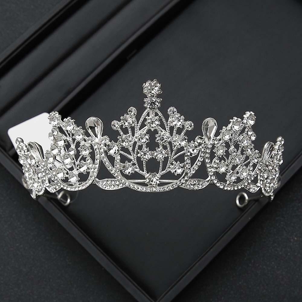 Shiny Silver Floral Crown Elegant Princess Rhinestone Tiara Crown Hair Accessory  Photography Props