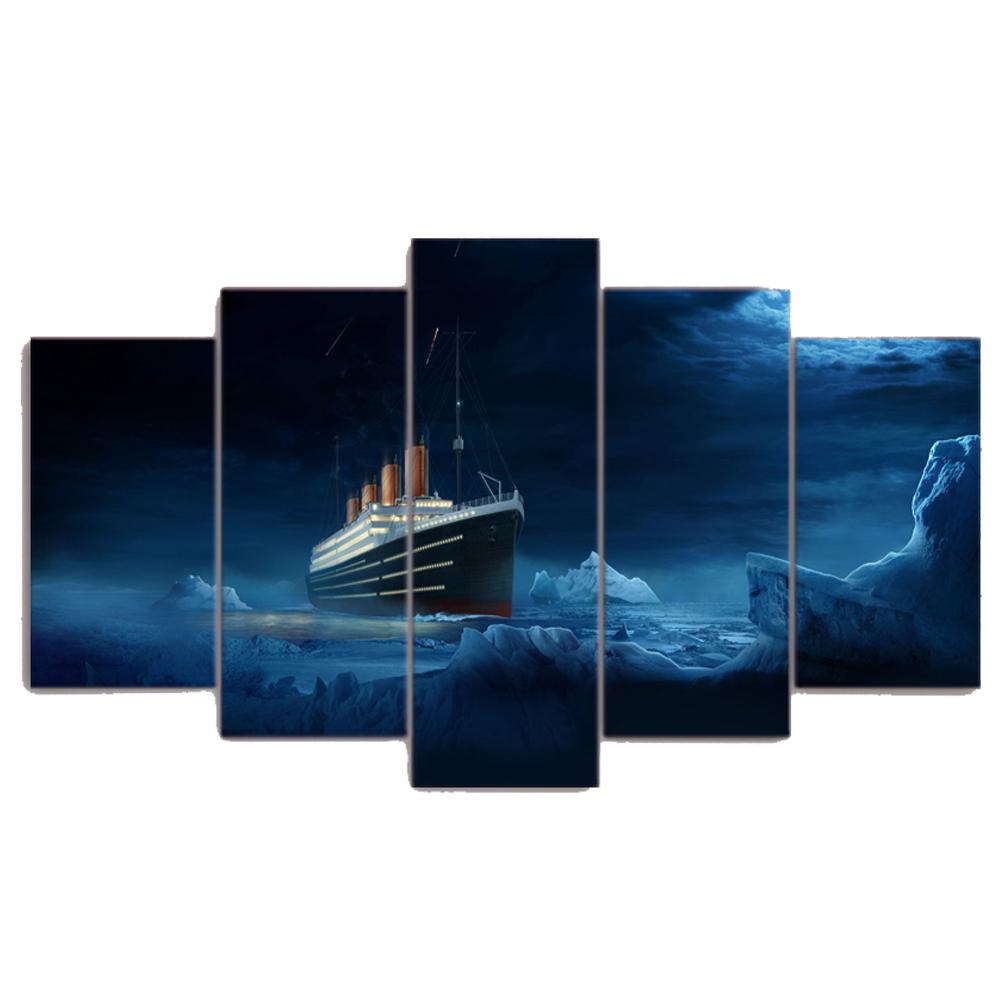 

Настенная картина на холсте, HD печатная модульная картина, 5 панелей, постер фильма «Титаник Айсберг» для гостиной, домашний декор, без рамки 20x35cm*2 20x45cm*2 20x55cm*1