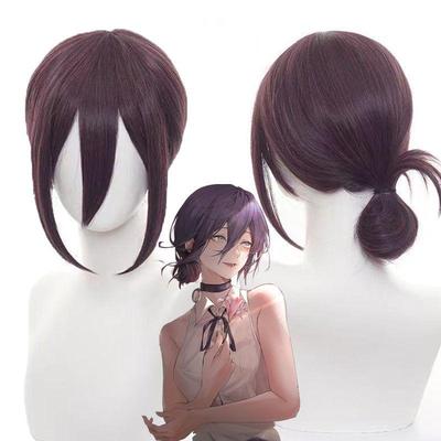 Perucă de Cosplay Anime, Reze Purple, Păr Scurt, Coc Scurt, Fibră Sintetică la Temperatură Înaltă