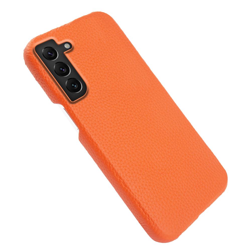For Samsung Galaxy S22 5G Litchi Texture Magnetic Phone Case Anti-scratch Genuine Cow Leather+PC Cover