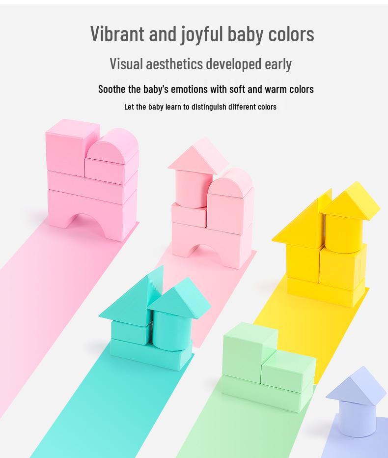 Macaron-Colored Wooden Building Blocks for Children's Early Cognitive Education