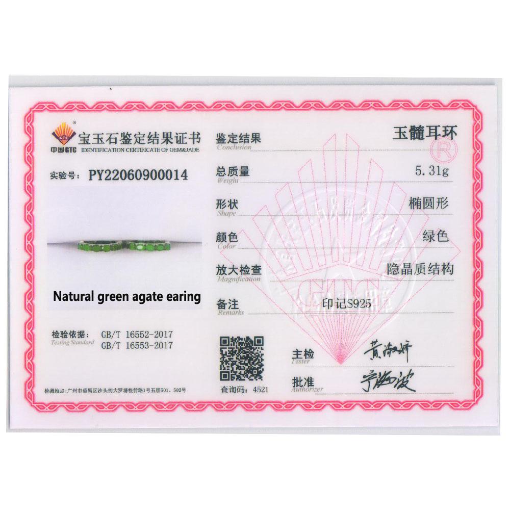 Přírodní zelený achát oválné 3*4mm náušnice 925 mincovní stříbro klasický design dámské jemné šperky Vhodné pro denní nošení