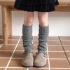 Girls Socks Spring And Autumn Embroidery Bow Calf Socks Solid Color Retro Knitted Wool Warm Pile
